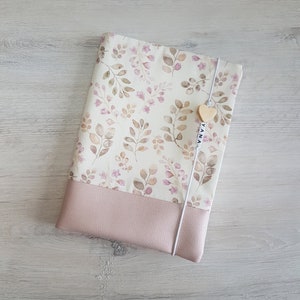 Funda de libro U personalizada con compartimento y nombre / Funda para libro de exámenes / Funda para libro de salud / Algodón / Polipiel / Flores rosa