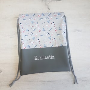 Sac de sport personnalisé avec prénom / sac de sport enfant / sac de sport maternelle / sac à dos / coton / simili cuir / fusée astronaute