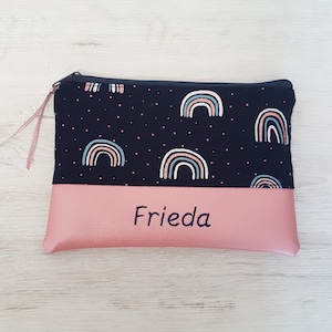 Borsa per cosmetici personalizzabile / borsa per cosmetici XL / borsa piccola / cotone / ecopelle / glitter arcobaleno