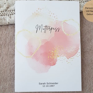 Moeders paspoorthoes kan gepersonaliseerd worden met compartiment + naam / Duitse moeders paspoorthoes / beschermende moeders paspoorthoes / stofhoes / roze splash