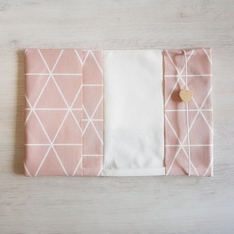 geometric Mother passport sleeve with extra compartment cotton mother child passport sleeve pink grey faux leather name