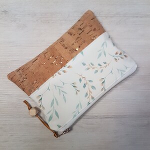 Kosmetiktäschchen,Kosmetiktasche XL personalisierbar, Tampontäschchen, kleines Täschchen, Kork gold, Weidenzweig