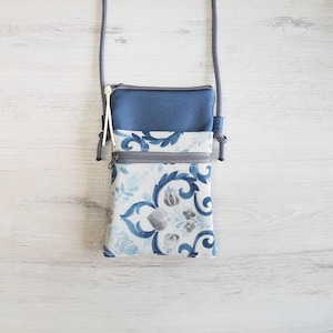 Handytasche / Handytasche zum Umhängen / Crossbody / Umhängetasche / Baumwolle / Kunstleder /  geometrisch blau