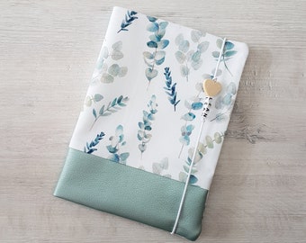 Funda personalizada para libro de historial médico con nombre / registro de vacunación / funda para libro de salud / funda para libro de exámenes médicos / algodón / piel sintética / estampado floral de eucalipto