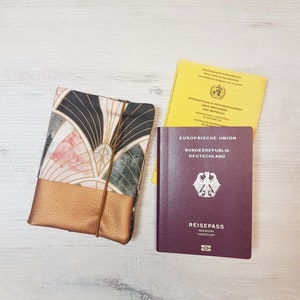 Passport cover vaccination certificate cover for 2 or 4 passports, travel case, passport cover, family, geometric, bow, canvas, imitation leather