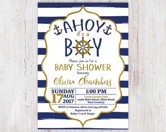 AHOY ITS a BOY Baby Shower Invitation Nautical Baby Shower | Etsy AHOY ITS a BOY Baby Shower Invitation Nautical Baby Shower | Etsy