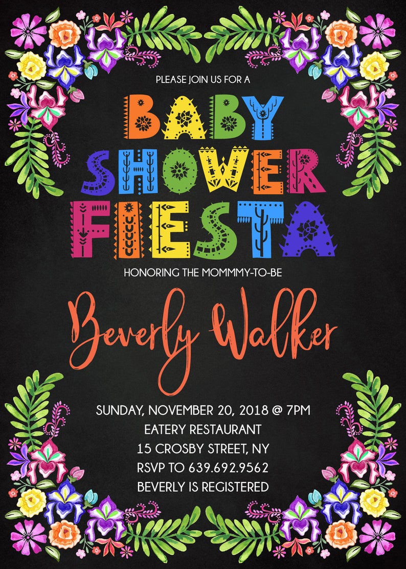 Fiesta Baby Shower Invite Fiesta Chalkboard Invitation Etsy