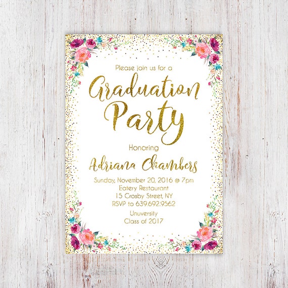 Gold Graduation Invitation Graduation Gold Invitation Etsy