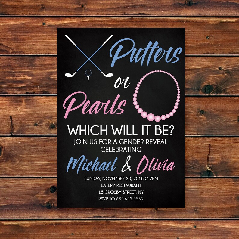 Putters or Pearls Putters Or Pearls invitation what will baby Etsy