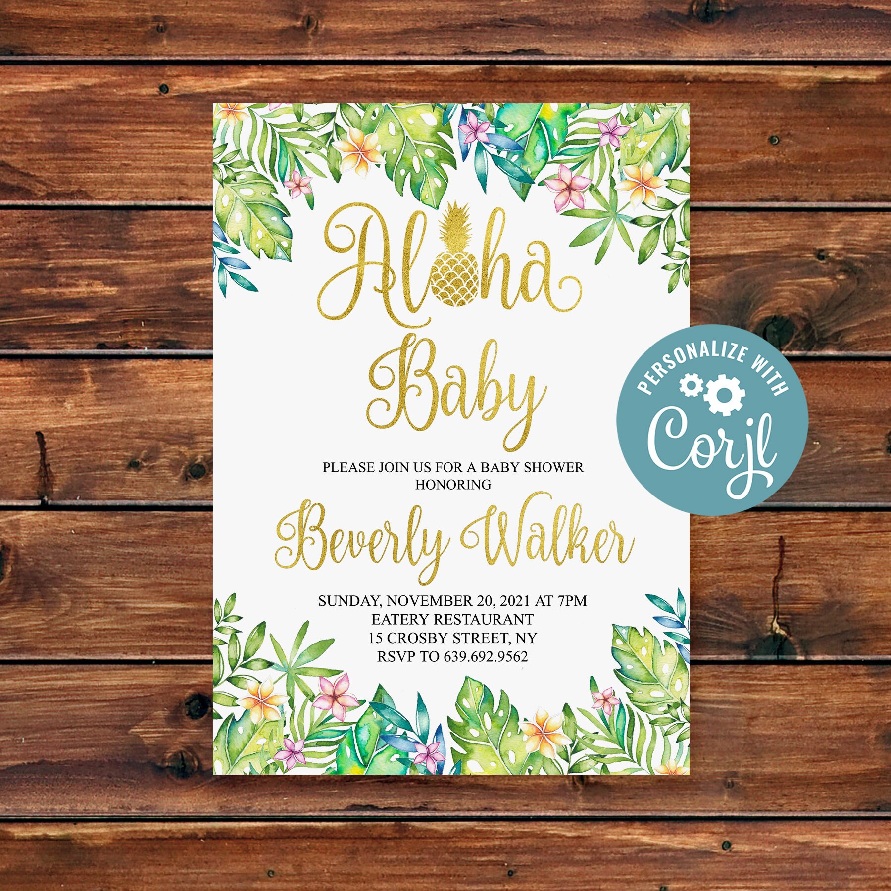 Aloha baby shower invitation Tropical baby shower pineapple | Etsy