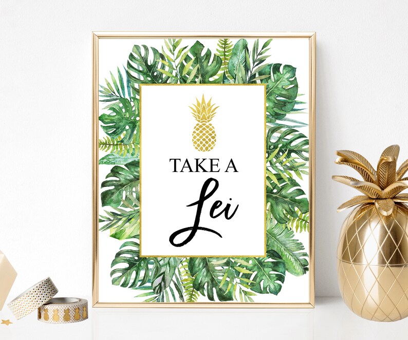 Take A Lei Sign Luau Party Decorations Birthday Bridal Shower Etsy