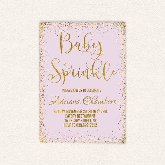 lavender girl baby sprinkle invite purple and gold baby etsy