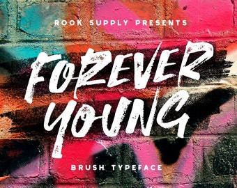 Forever Young Brush Font - Brush Typeface, Handwritten Lettering, Signature, Script Calligraphy