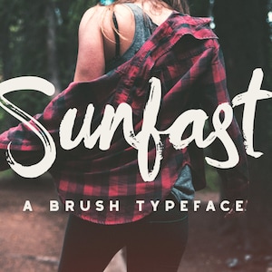 Sunfast borstel - Logo lettertype, borstel lettertype, handgeschreven belettering, Script kalligrafie