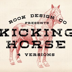 Kicking Horse Typeface- Slab Serif Font - 4 Fonts - Vintage / Logo / Brand / Branding / Worn / Grunge