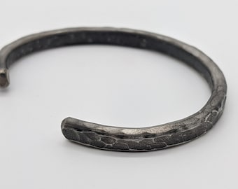 Hand Forged Stainless Steel Cuff Bracelet, Blacksmith Anvil Design
