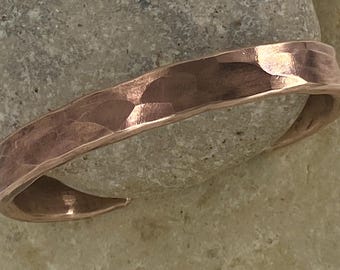 Hand Forged Silicon Bronze Cuff Bracelet, Custom Sized Unisex Jewelry