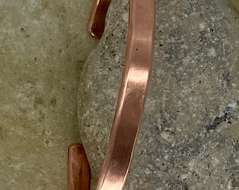 Custom Sized Flat Copper Cuff Bracelet, Unisex Design