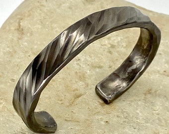 Hand Forged Titanium Cuff Bracelet, Custom Sized