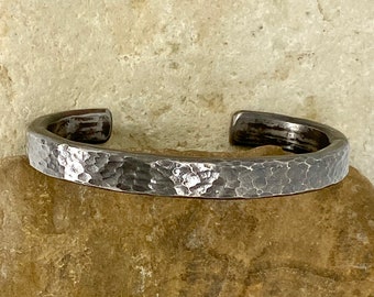 Hammered Titanium Cuff Bracelet, Custom Sized Men's Jewelry
