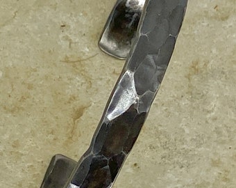 Slim Hammered Titanium Cuff Bracelet, Gift for Men