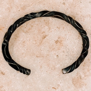 Women&#39;s Cuff Bracelet Narrow Twist Stainless Steel Cuff Bracelet Blacksmith Bracelet Women Gift Unique Gift for Her Iron Anniversary
