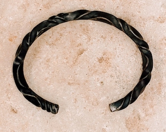 Twisted Stainless Steel Cuff Bracelet - Blacksmith Style