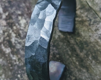 Hammered Titanium Cuff Bracelet, Heavy Metal Jewelry for Men