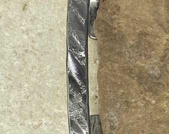 Hammered Titanium Cuff Bracelet, Diagonal Stone Finish, Unisex Jewelry