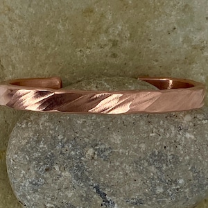 Diagonal copper cuff bracelet, custom sized bracelet, unisex cuff, copper anniversary, 7th anniversary, seventh anniversary