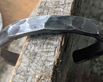 Hammered Titanium Cuff Bracelet, Rugged Style, Gift for Men