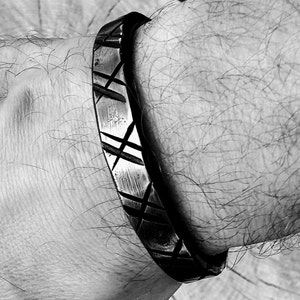 Men&#39;s Bracelet, Men&#39;s Cuff bracelet, Custom Fit Scottish Tartan Blacksmithed cuff bracelet