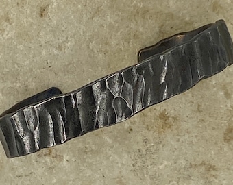 Forged Titanium Cuff Bracelet, Textured Mens Jewelry
