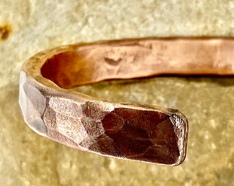 Hammered Copper Cuff Bracelet, Custom Sized Unisex Jewelry