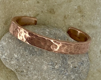 Hammered Bronze Cuff Bracelet, Custom Sized Unisex Jewelry