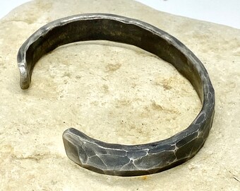 Hammered Titanium Cuff Bracelet, Rugged Finish, Gift for Men