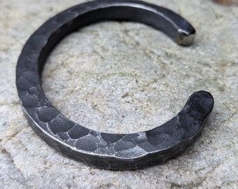 Handmade Hammered Cuff Bracelet, Squared Design, Custom Sized