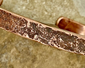 Copper stone forged cuff bracelet, copper cuff, copper bracelet, unisex copper cuff, copper anniversary, 7th anniversary seventh anniversary