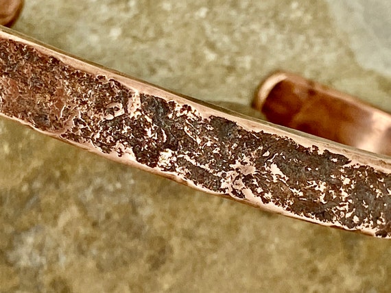 Copper stone forged cuff bracelet, copper cuff, copper bracelet, unisex copper cuff, copper anniversary, 7th anniversary seventh anniversary