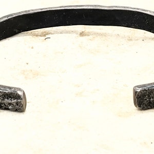 Titanium Thin Stone Hammered Cuff Bracelet Rustic Bracelet Men's Titanium Rugged Bracelet Unique Gift for Him Gift for her Unisex Bracelet