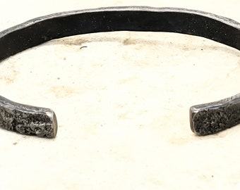 Hammered Titanium Cuff Bracelet, Rustic Stone Texture, Unisex Design