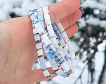 Frozen Fjord TILA Bracelet, Stretch Bracelet, Seed Bead Bracelet
