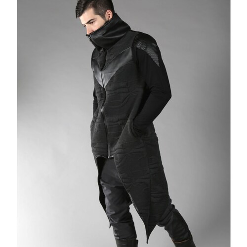 Switch Jacket (Futuristic Men clothing-apocalyptic clothing-dystopian-cyberpunk clothing-burning Man fashion-dark fashion-men Long Jacket)