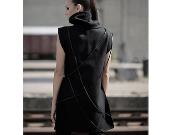 Peyton Tunic (women fashion-alternative clothing-black poncho-unique-street fashion-dystopian-postapocalyptic fashion-cyberpunk)