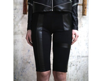 Ranger Half Leggings (knee length leggings-short leggings-apocalyptic-post apocalyptic-alternative clothing-black leggings-women pants)