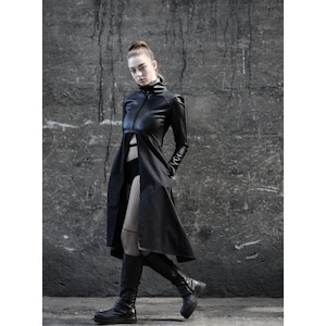 Aurora Jacket (faux leather jacket-avantgarde fashion-futuristic clothing-cyberpunk-street high fashion-unique women fashion-unique jacket)