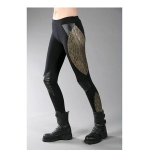 Hack Leggings (cyber leggings-golden leather leggings-futuristic clothing-apocalyptic-postapocalyptic-cyberpunk clothing-alternative)