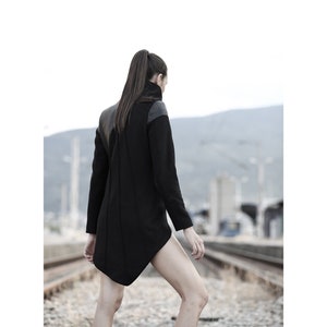 Jagger Coat (black women coat-unique coat-designer coat-dystopian-futuristic-alternative clothing-women black clothing-asymmetric)