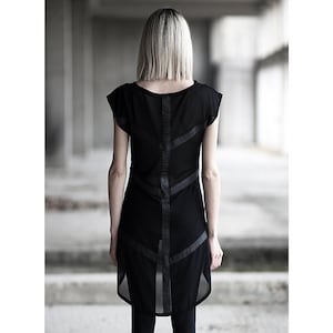 Risin' Tunic (women black tunic-alternative clothing-avangarde-black clothing-unique tunic-vegan leather-party wear-festival fashion)