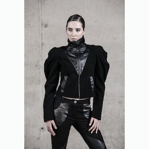 Battle Angel Jacket (avantgarde-women fashion-black jacket-black fashion-futuristic clothing-cyberpunk-street high fashion-dystopian)